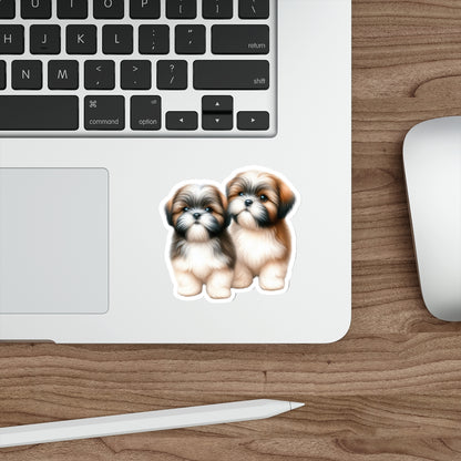 Two Babies Shih Tzu Die-Cut Stickers