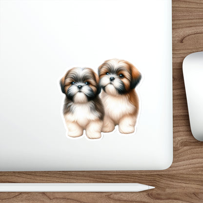 Two Babies Shih Tzu Die-Cut Stickers