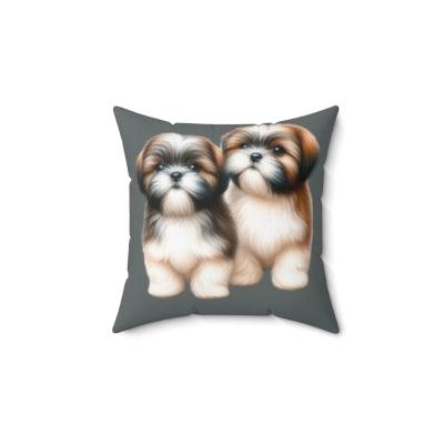 Two Babies Shih Tzu Square Pillow - Shih Tzu Gifts