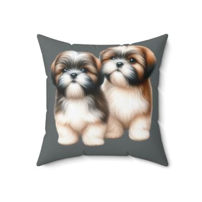 Two Babies Shih Tzu Square Pillow - Shih Tzu Gifts