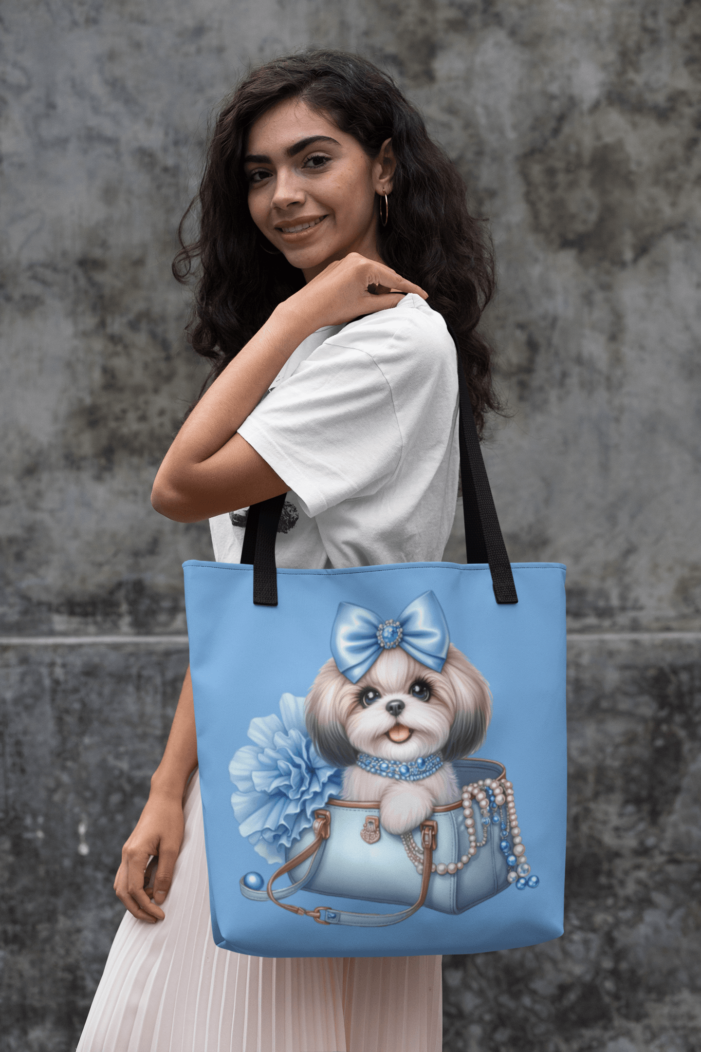 Blue Bow Shih Tzu Tote Bag - Shih Tzu Gifts