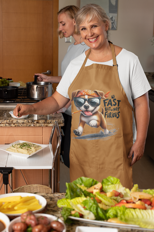 Fast But Not Furious Apron – Funny Gift for Dog Lovers & Cooks