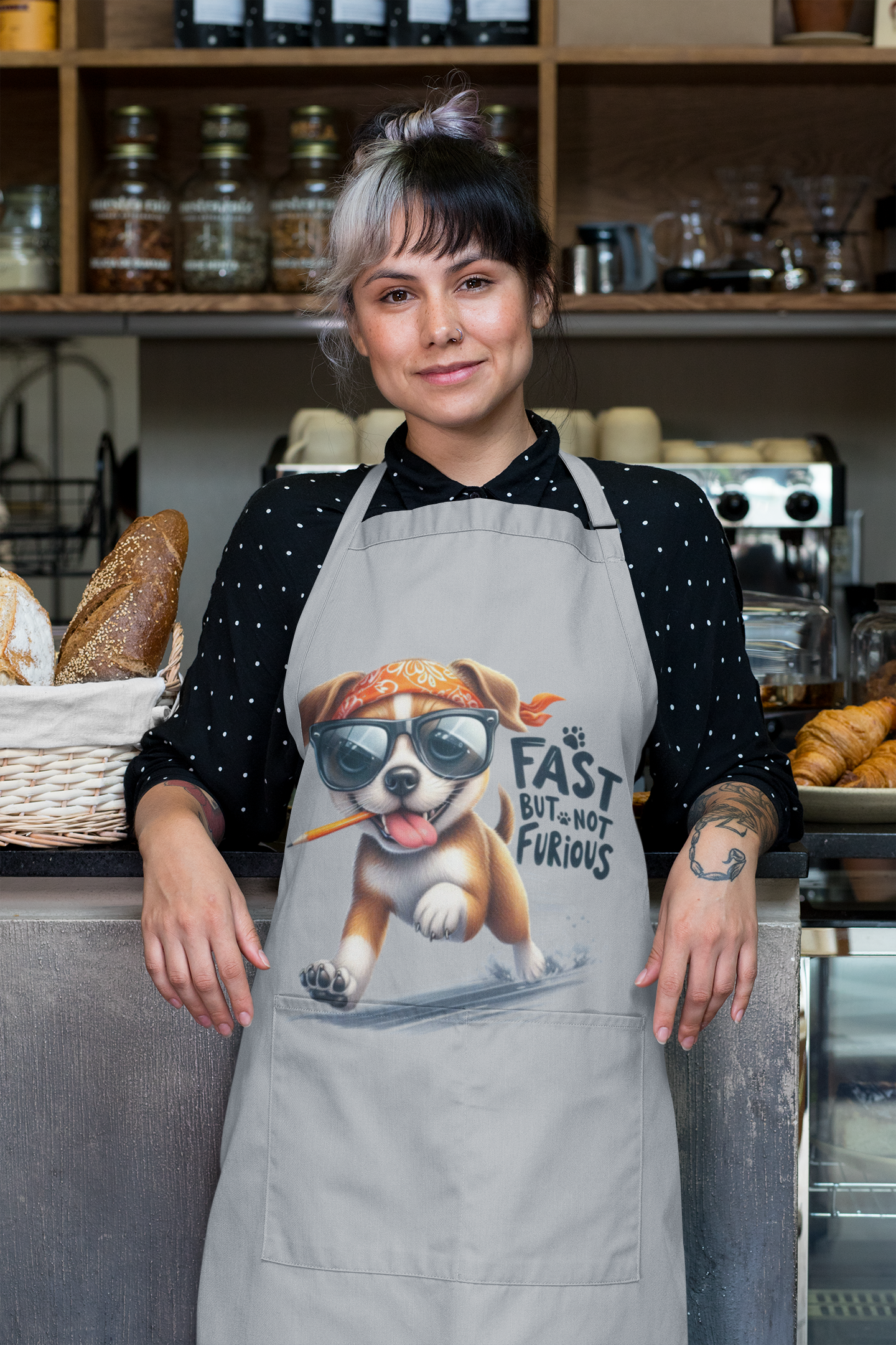Fast But Not Furious Apron – Funny Gift for Dog Lovers & Cooks