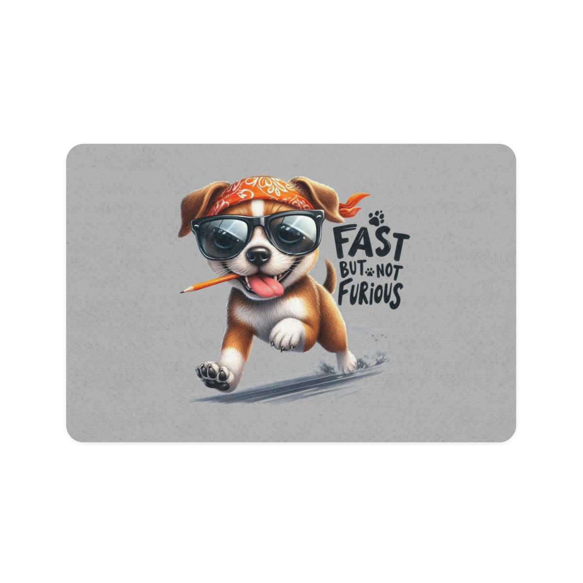 Funny "Fast But Not Furious" Pet Food Mat – 12x18 Non-Slip Mat