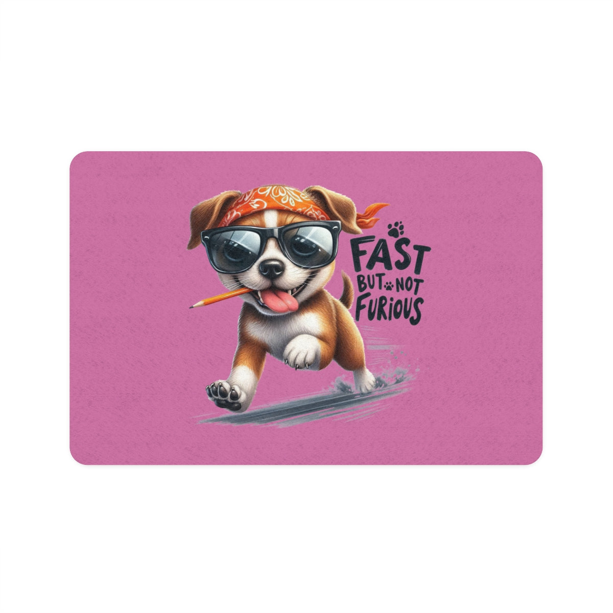 Funny "Fast But Not Furious" Pet Food Mat – 12x18 Non-Slip Mat