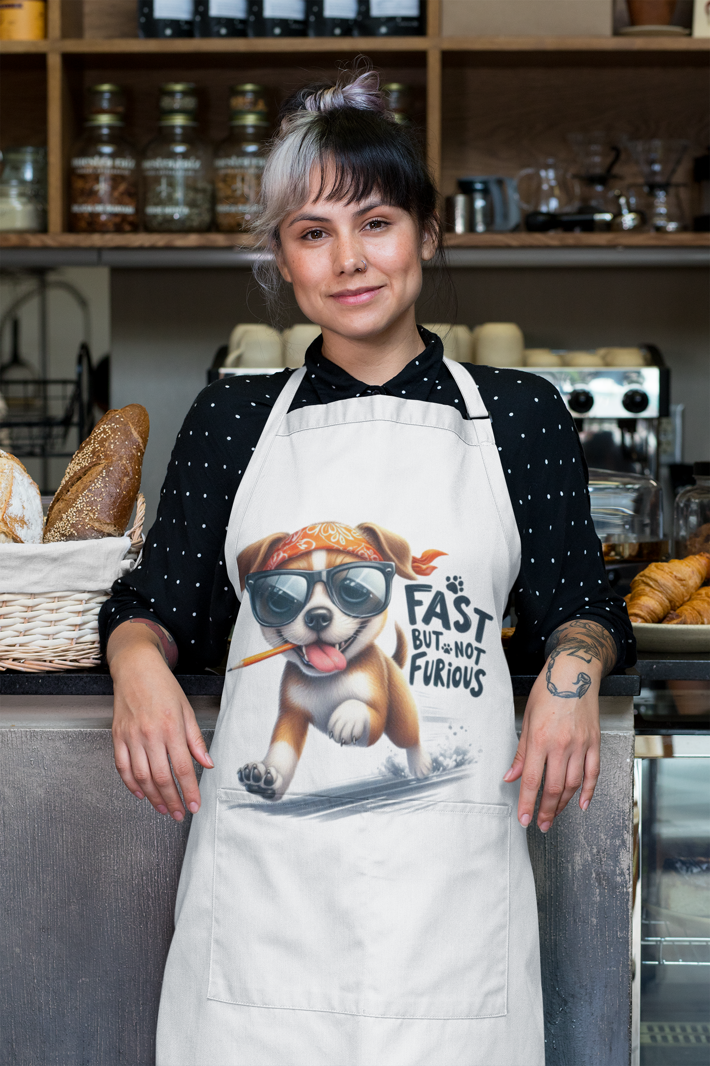 Fast But Not Furious Apron – Funny Gift for Dog Lovers & Cooks