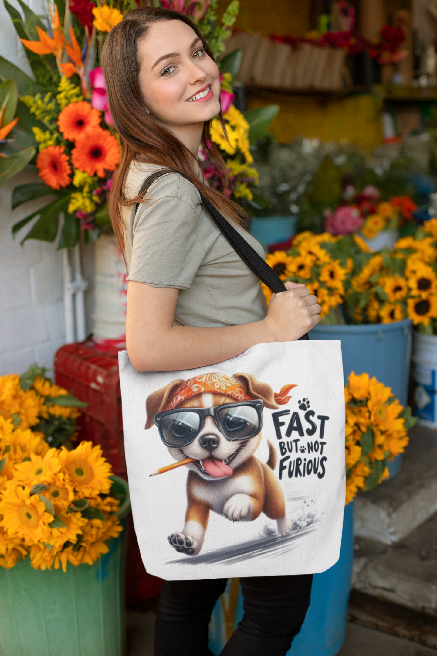 Fast But Not Furious Tote Bag – Funny Gift for Dog Lovers