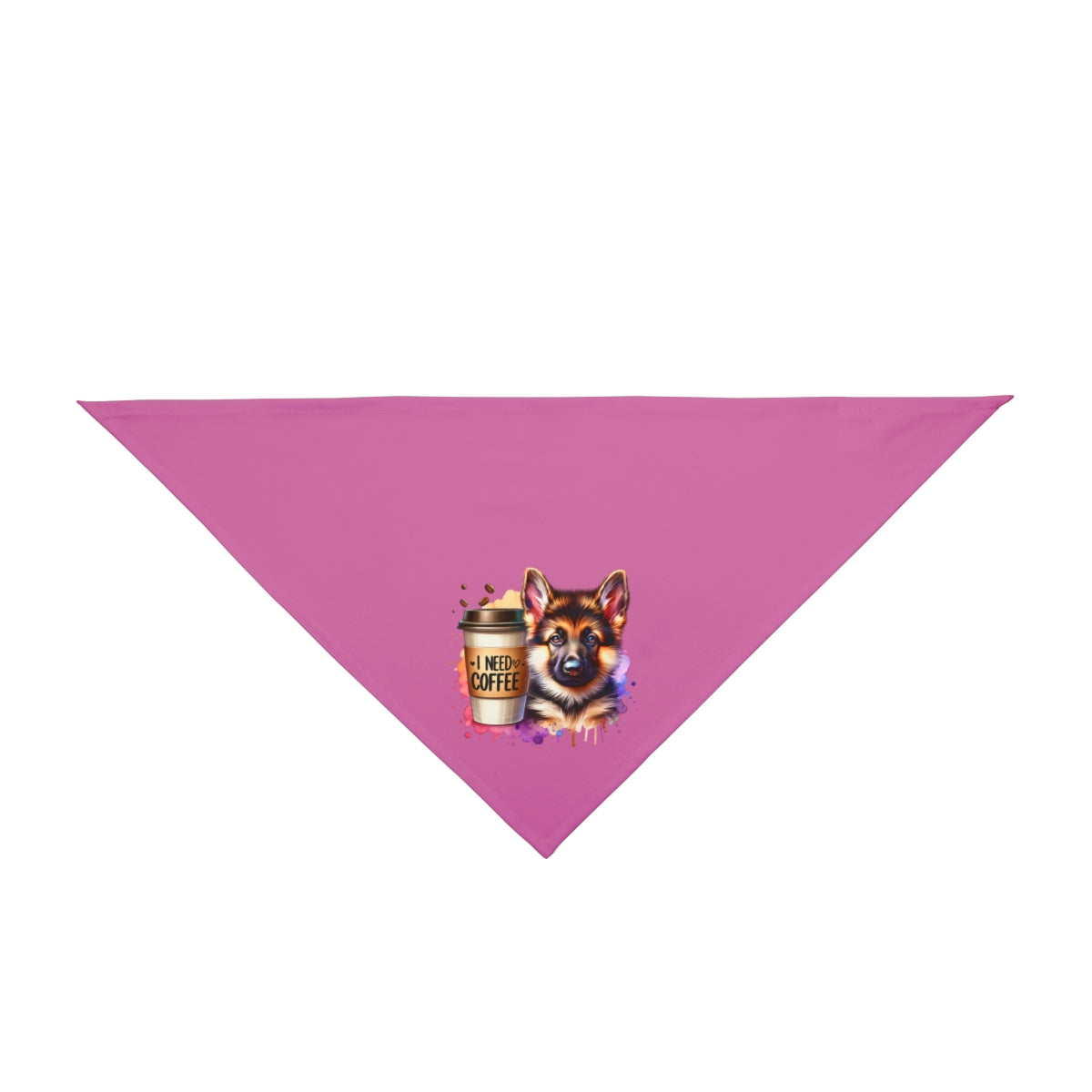 German Shepherd with Coffee Bandana – Fun Gift for Dog & Coffee Lovers