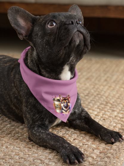 German Shepherd with Coffee Bandana – Fun Gift for Dog & Coffee Lovers