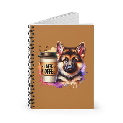 German Shepherd with Coffee Notebook – Gift for Dog and Coffee Lovers