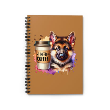 German Shepherd with Coffee Notebook – Gift for Dog and Coffee Lovers