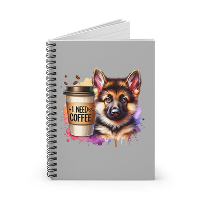 German Shepherd with Coffee Notebook – Gift for Dog and Coffee Lovers