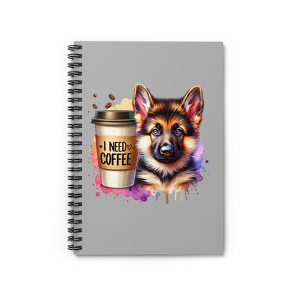 German Shepherd with Coffee Notebook – Gift for Dog and Coffee Lovers