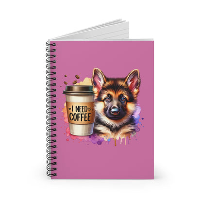 German Shepherd with Coffee Notebook – Gift for Dog and Coffee Lovers