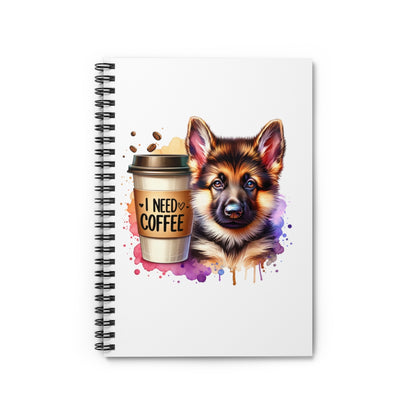 German Shepherd with Coffee Notebook – Gift for Dog and Coffee Lovers