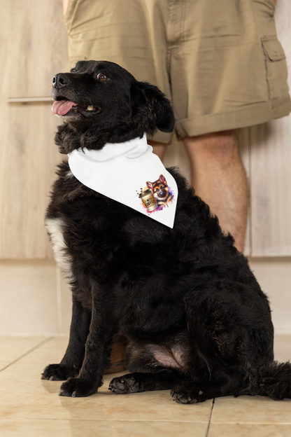 German Shepherd with Coffee Bandana – Fun Gift for Dog & Coffee Lovers