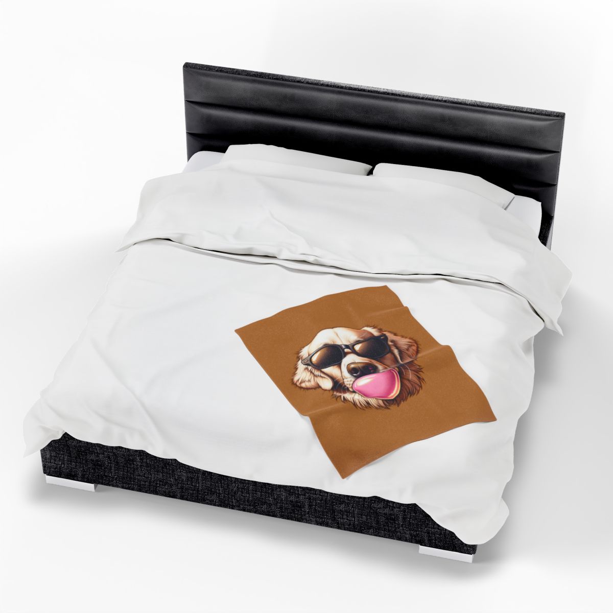 Golden-with-Gum-Velveteen- Plush- Blanket -White