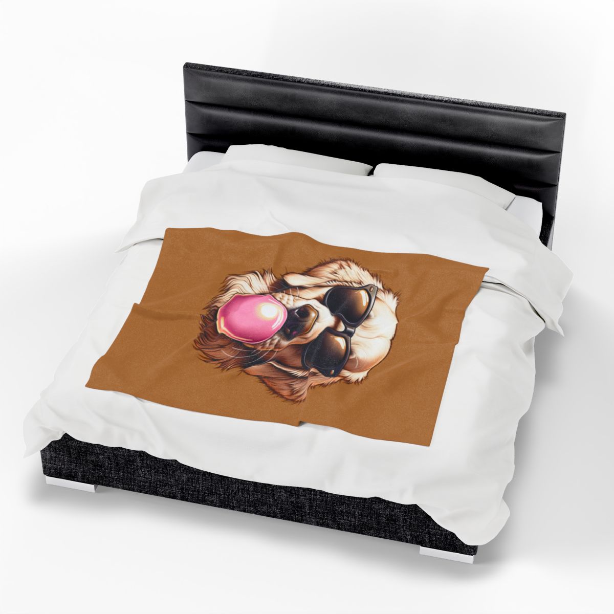 Golden-with-Gum-Velveteen- Plush- Blanket -White
