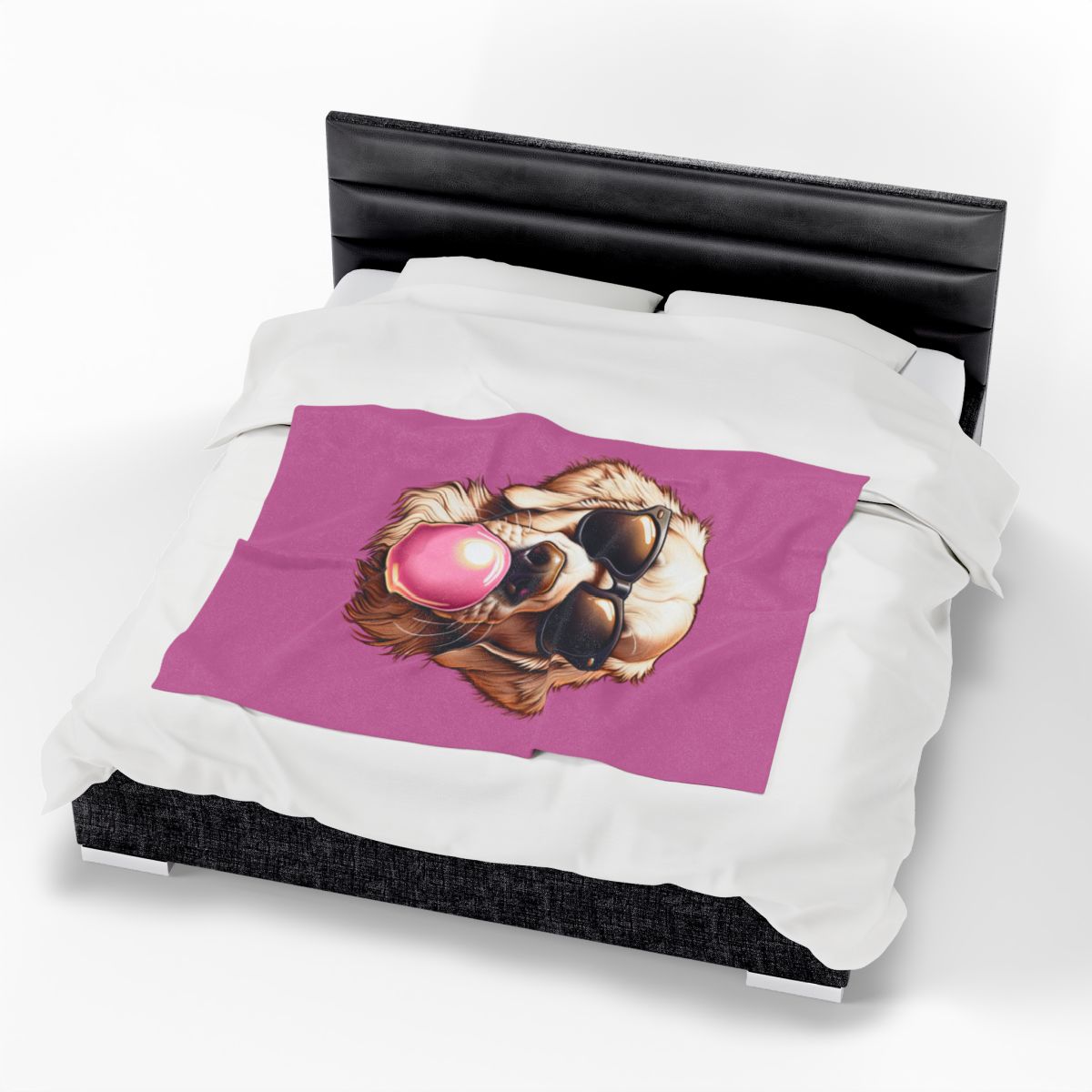 Golden-with-Gum-Velveteen- Plush- Blanket -White