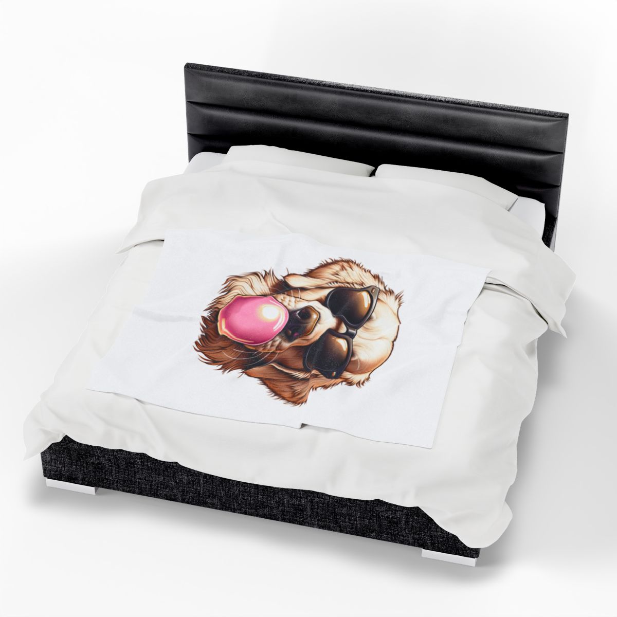 Golden-with-Gum-Velveteen- Plush- Blanket -White