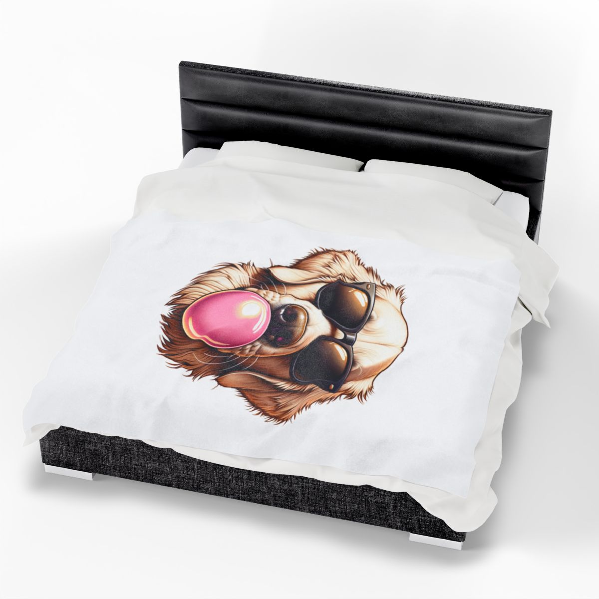 Golden-with-Gum-Velveteen- Plush- Blanket -White