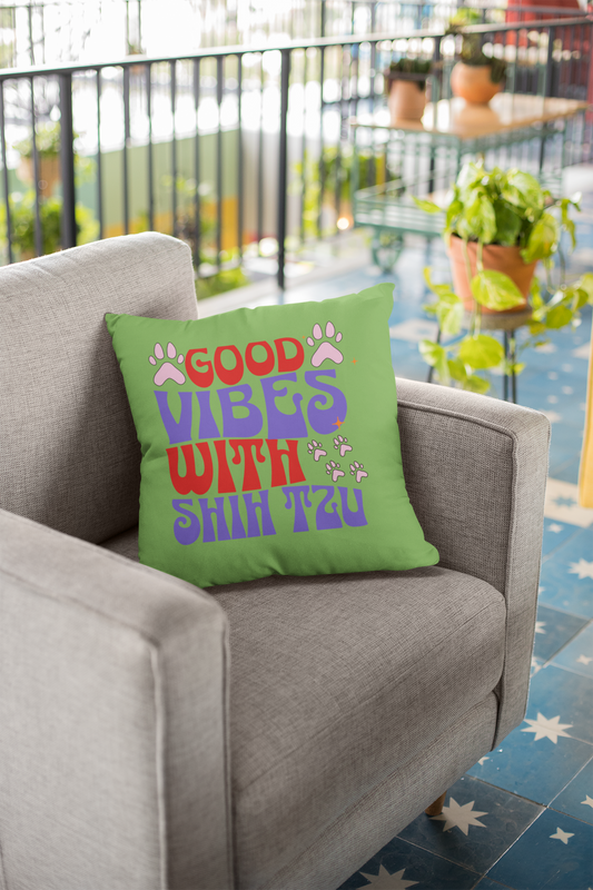 Good Vibes With Shih Tzu Pillow – Cozy Gift for Shih Tzu Lovers