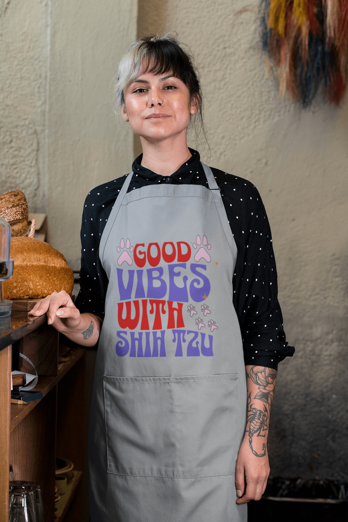 Good Vibes With Shih Tzu Apron – Cute & Fun Gift for Dog Lovers