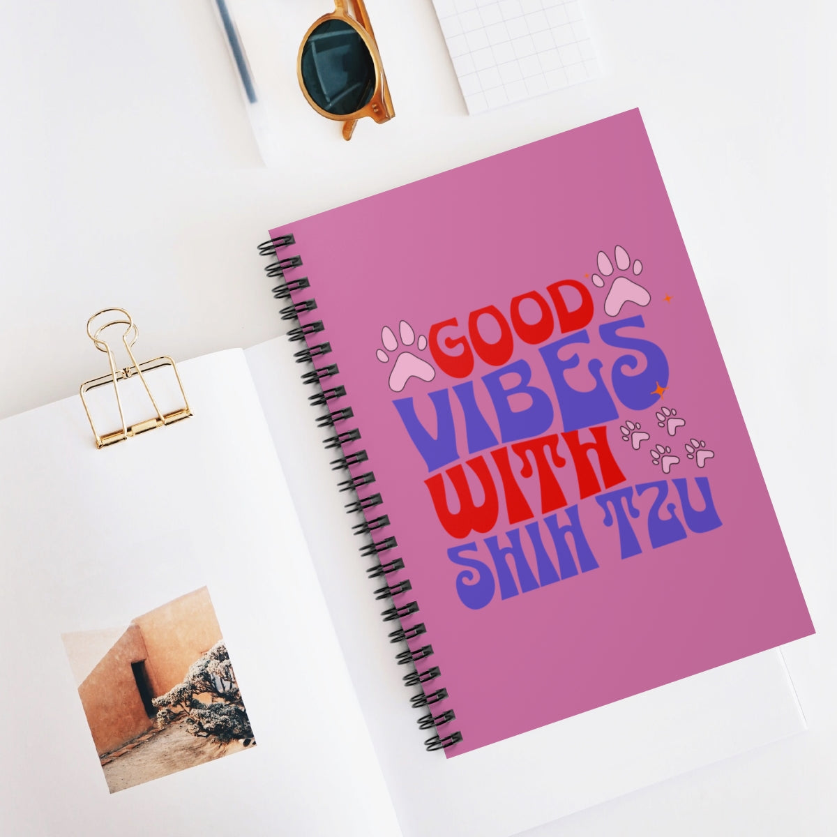 Good Vibes with Shih Tzu Spiral Notebook – Gift for Shih Tzu Lovers