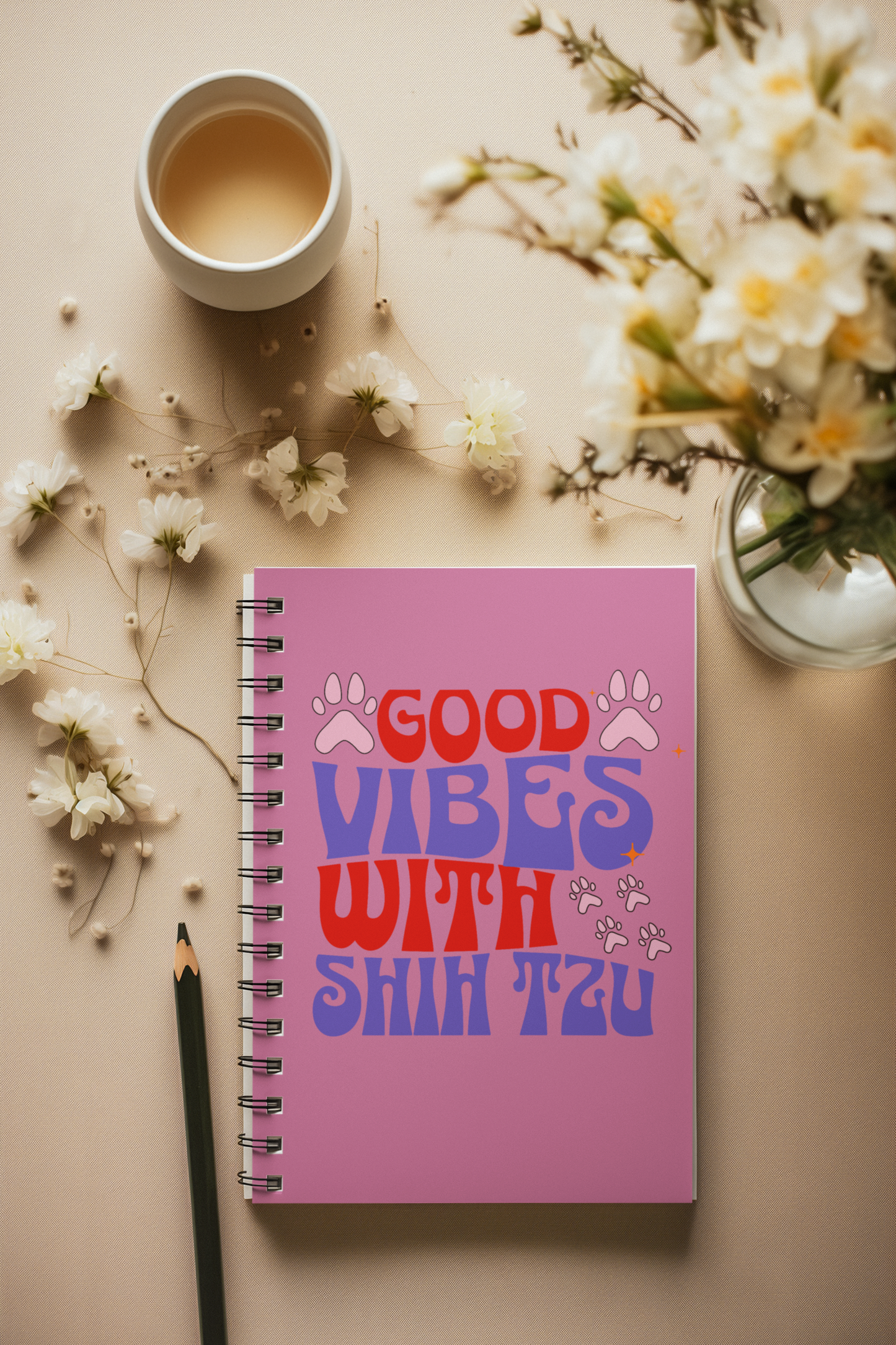 Good Vibes with Shih Tzu Spiral Notebook – Gift for Shih Tzu Lovers