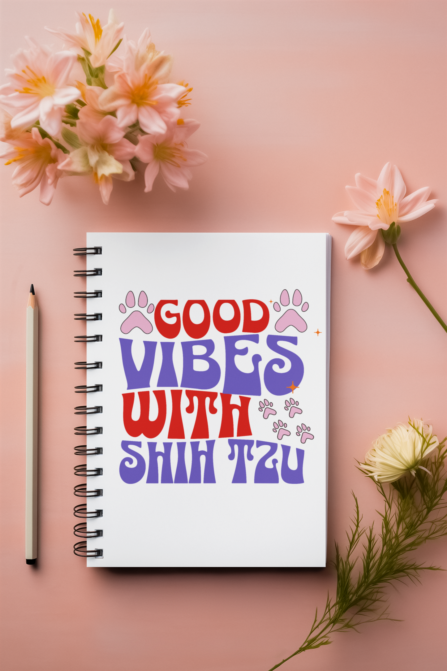 Good Vibes with Shih Tzu Spiral Notebook – Gift for Shih Tzu Lovers