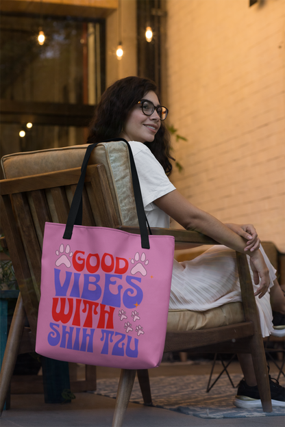 Good Vibes With Shih Tzu Tote Bag - Cute & Practical Gift for Dog Lovers