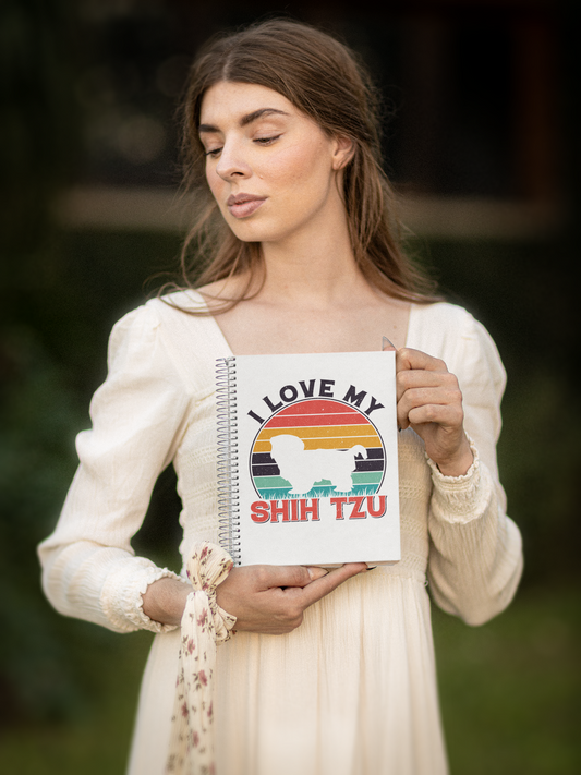 I Love My Shih Tzu With Rainbow Spiral Notebook Ruled Line - Shih Tzu Gifts