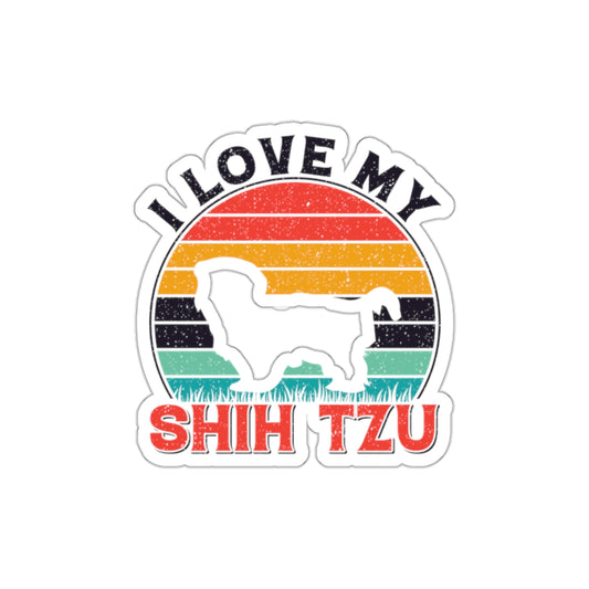 I Love My Shih Tzu With Rainbow Die-Cut Stickers - Shih Tzu Gifts