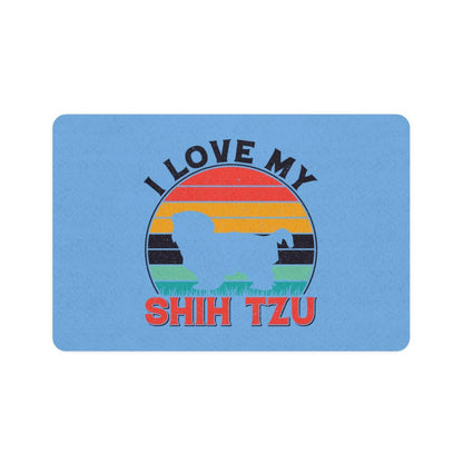 I Love My Shih Tzu With Rainbow Pet Food Mat - Shih Tzu Gifts