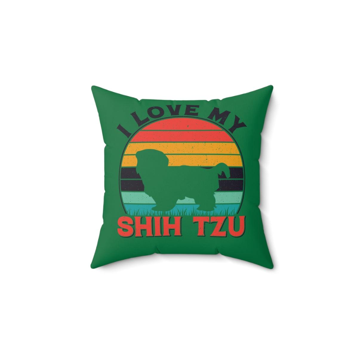 I Love My Shih Tzu With Rainbow Pillow - Shih Tzu Gifts