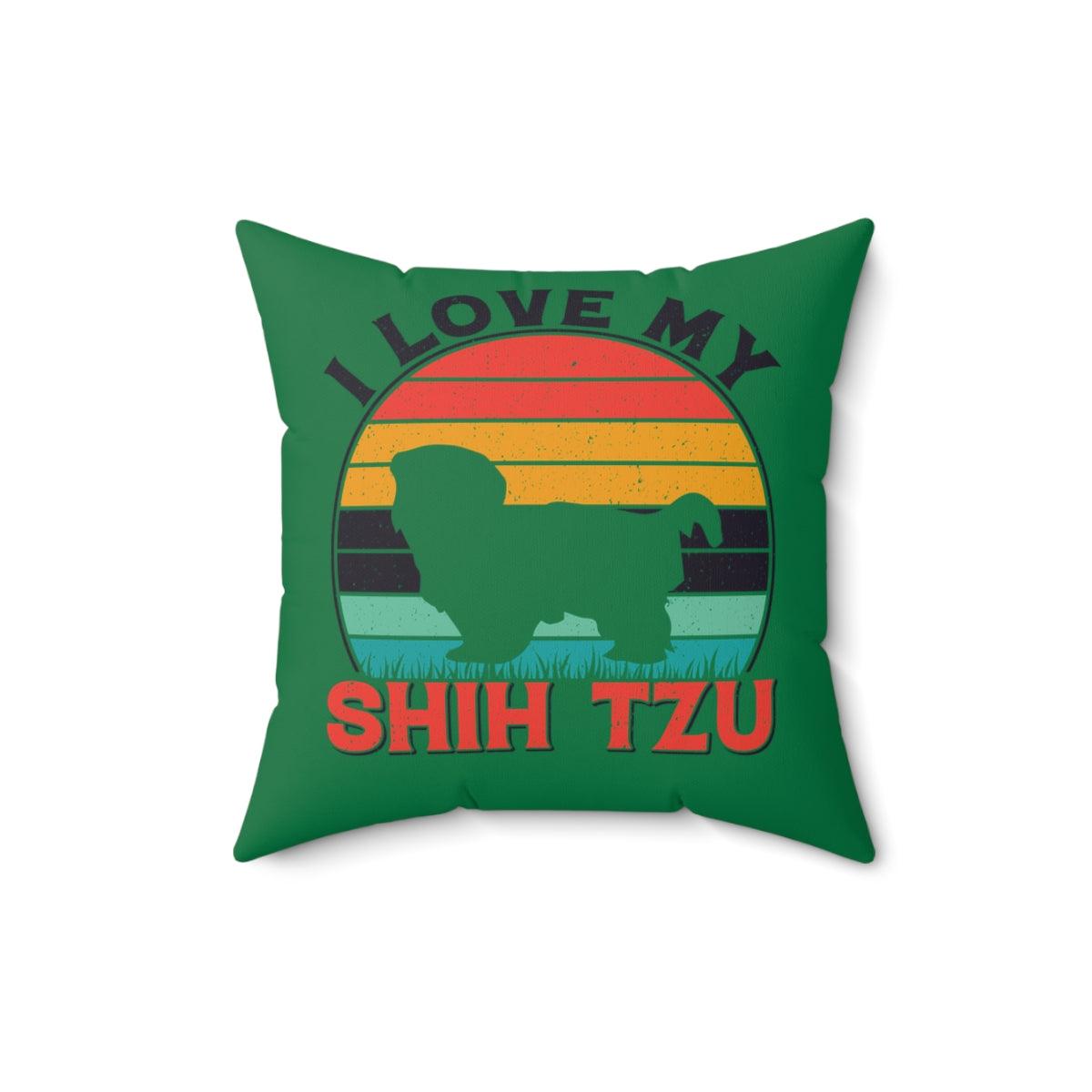 I Love My Shih Tzu With Rainbow Pillow - Shih Tzu Gifts