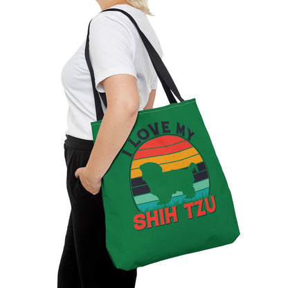 I Love My Shih Tzu With Rainbow Tote Bag