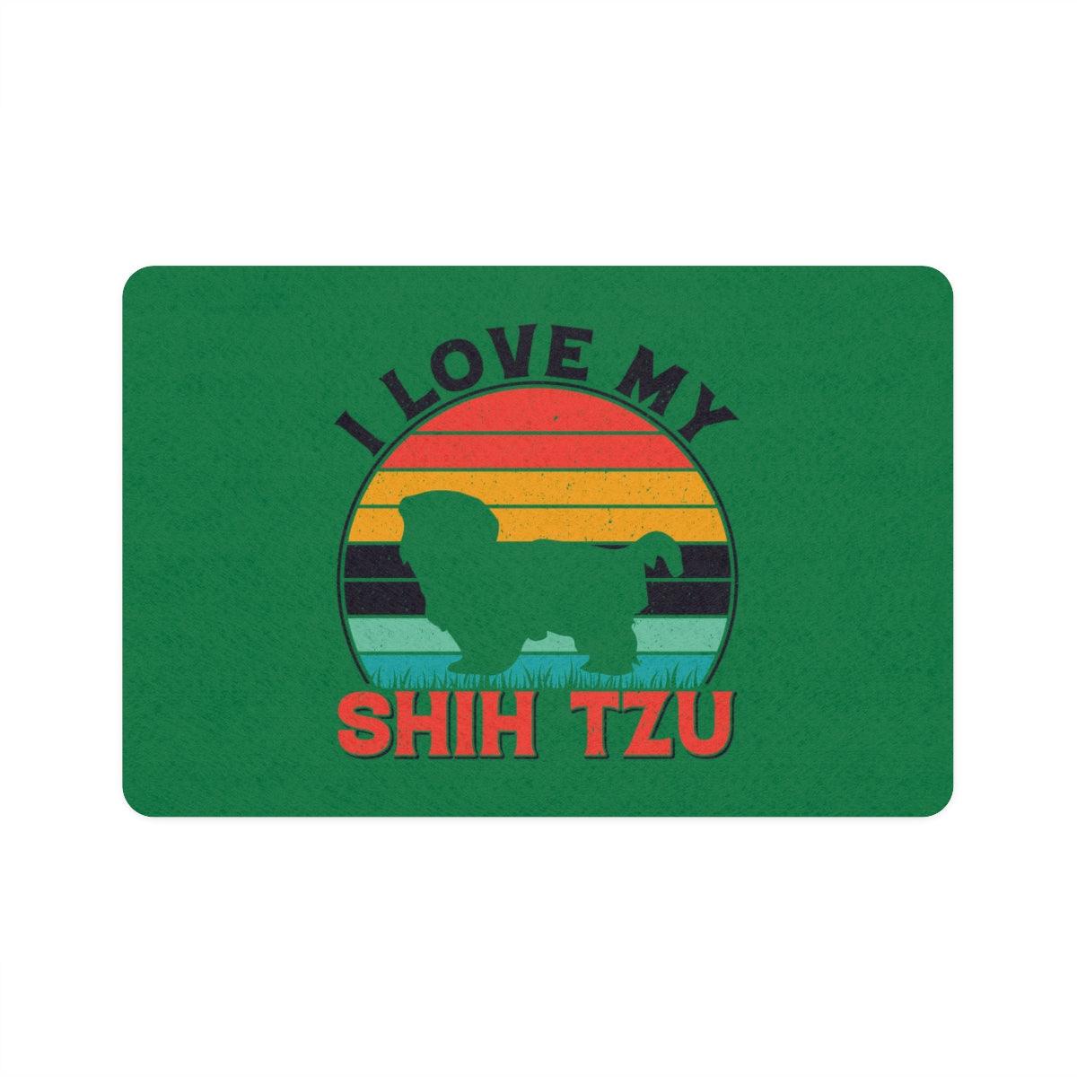 I Love My Shih Tzu With Rainbow Pet Food Mat - Shih Tzu Gifts