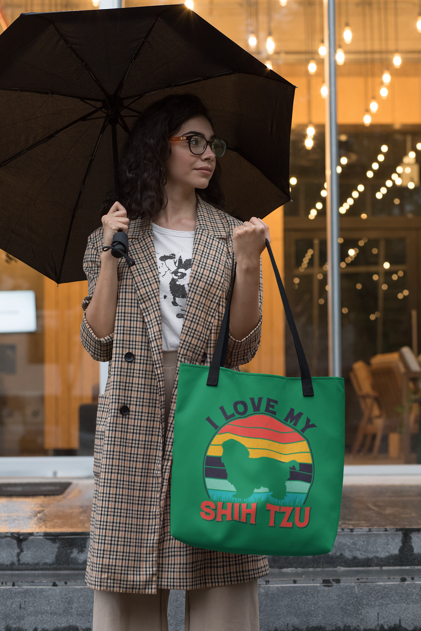 I Love My Shih Tzu With Rainbow Tote Bag