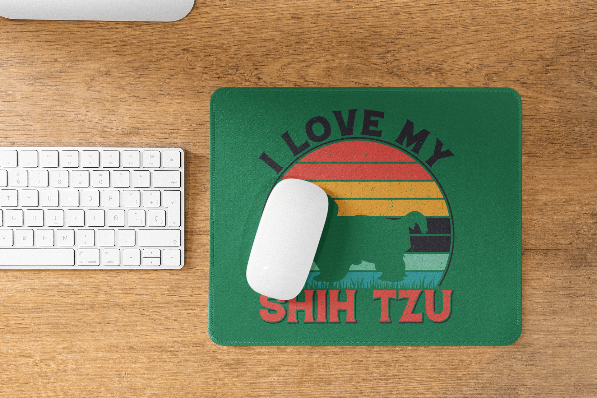 I Love My Shih Tzu With Rainbow Mouse Pad - Shih Tzu Gifts