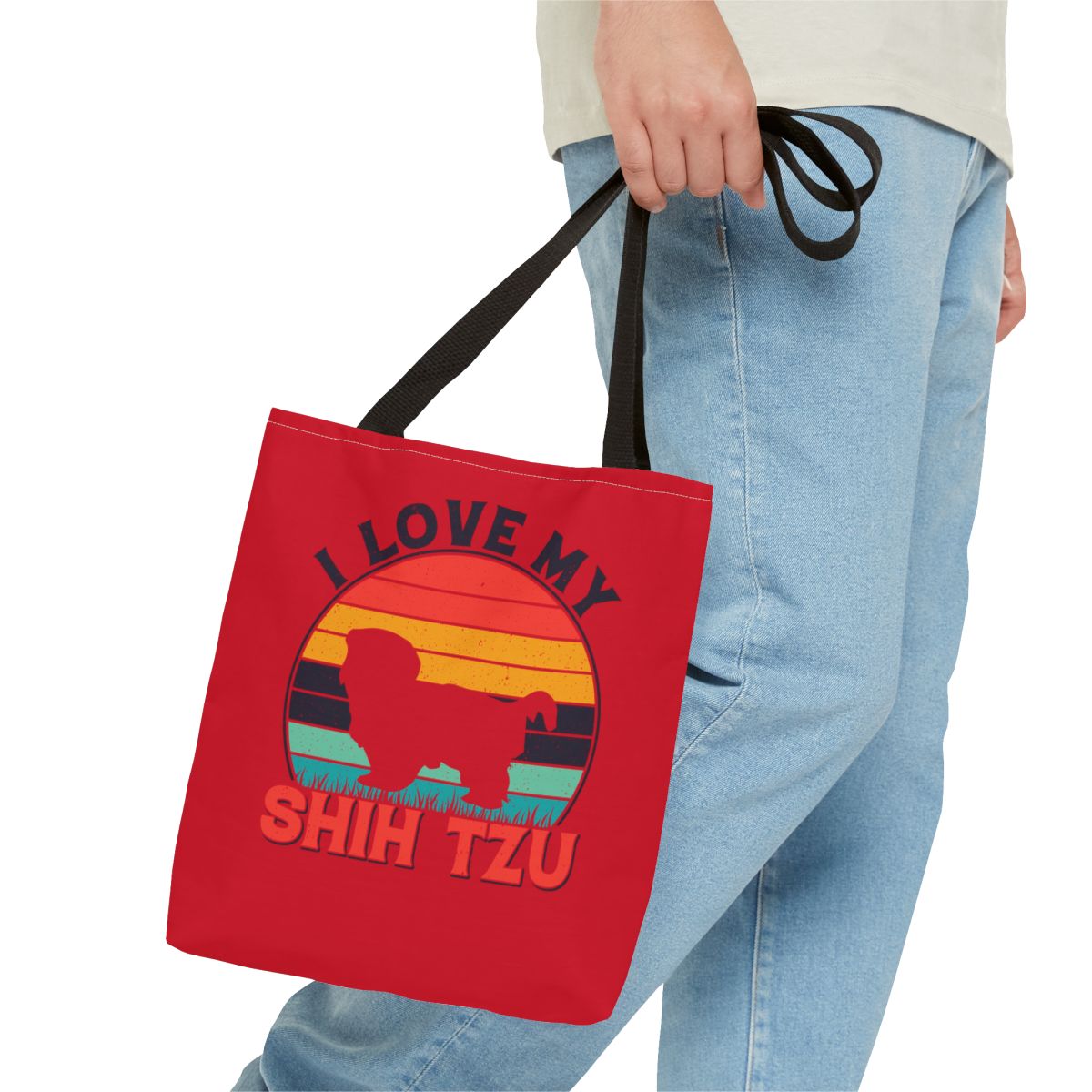 I Love My Shih Tzu With Rainbow Tote Bag