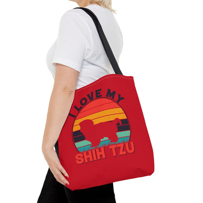 I Love My Shih Tzu With Rainbow Tote Bag