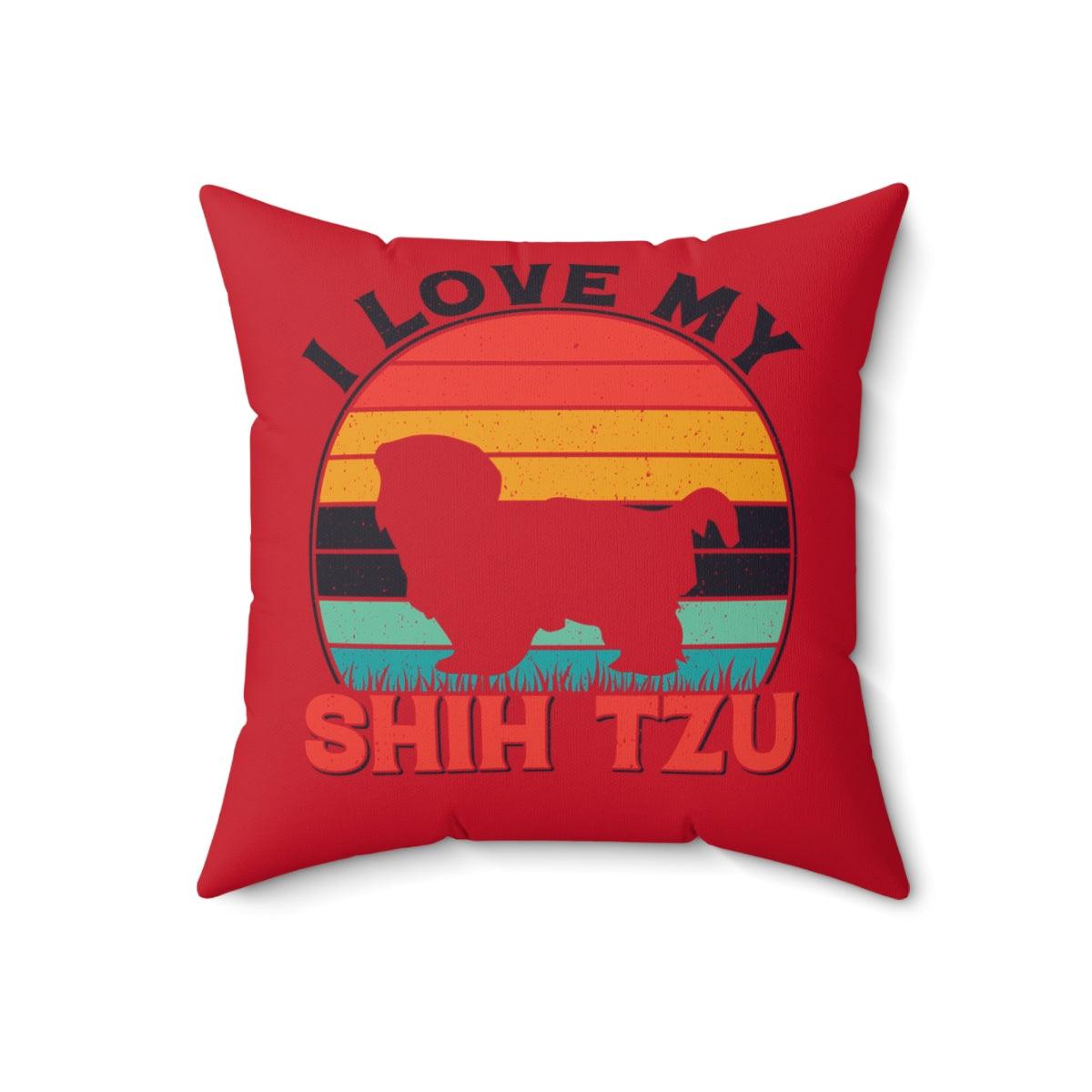 I Love My Shih Tzu With Rainbow Pillow - Shih Tzu Gifts