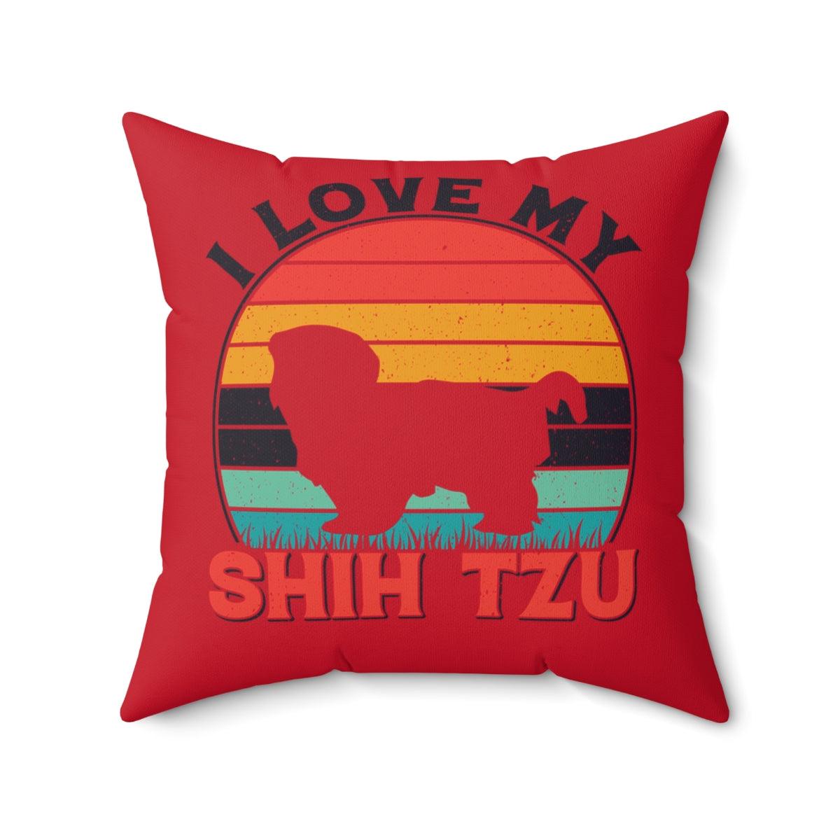 I Love My Shih Tzu With Rainbow Pillow - Shih Tzu Gifts