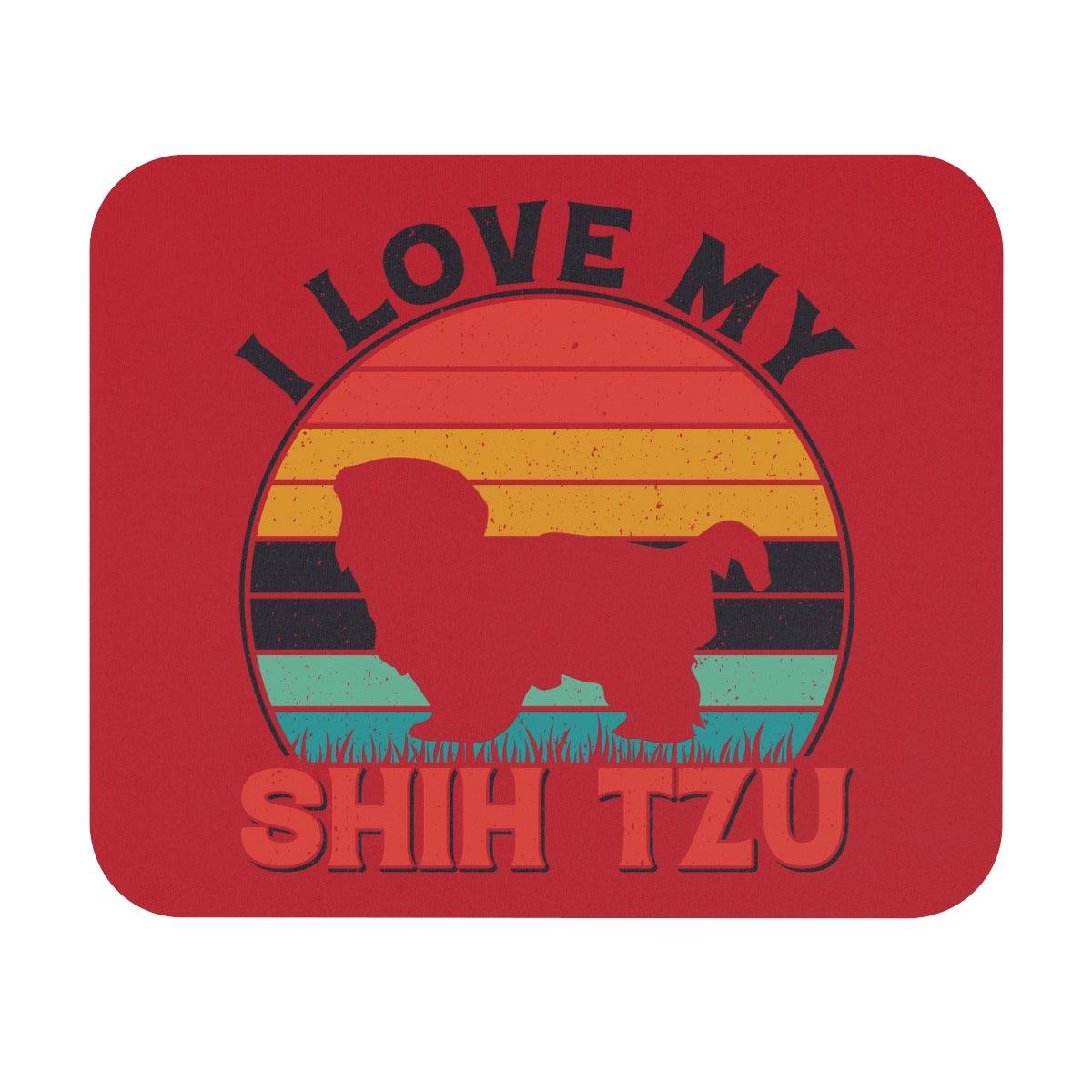 I Love My Shih Tzu With Rainbow Mouse Pad - Shih Tzu Gifts