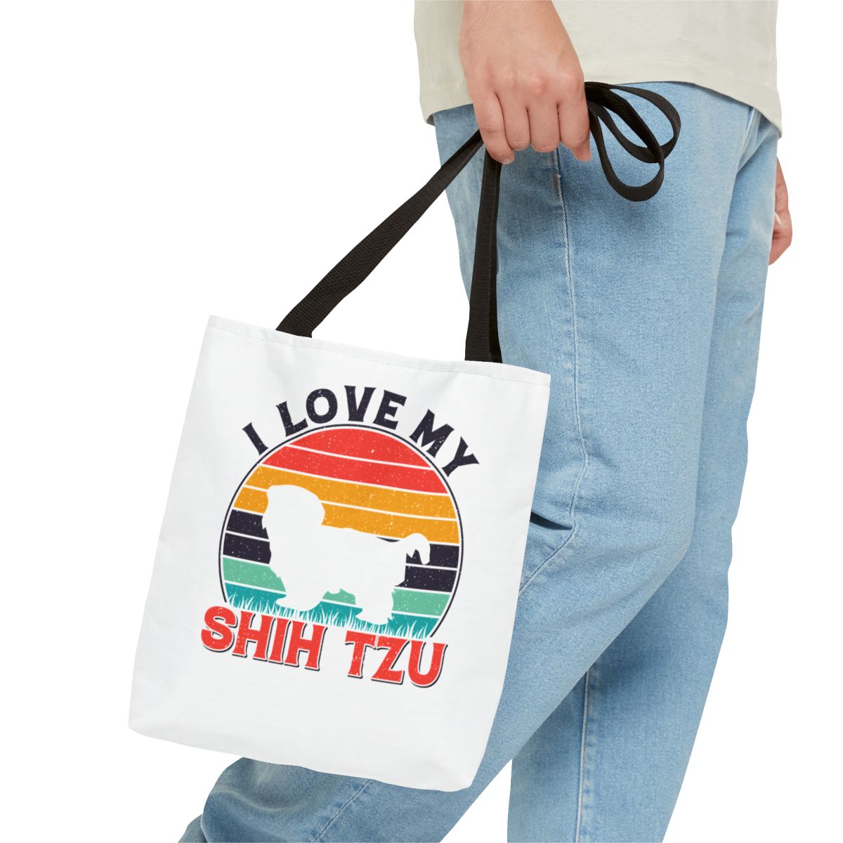 I Love My Shih Tzu With Rainbow Tote Bag