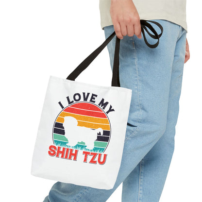 I Love My Shih Tzu With Rainbow Tote Bag