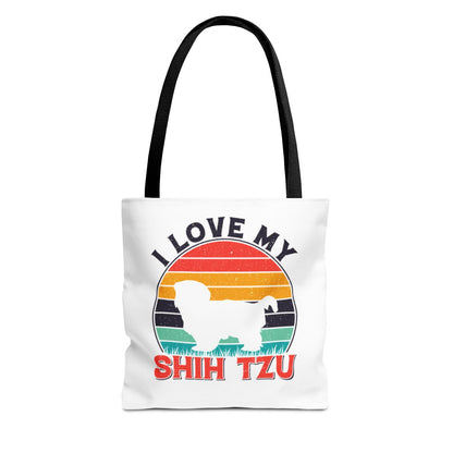 I Love My Shih Tzu With Rainbow Tote Bag