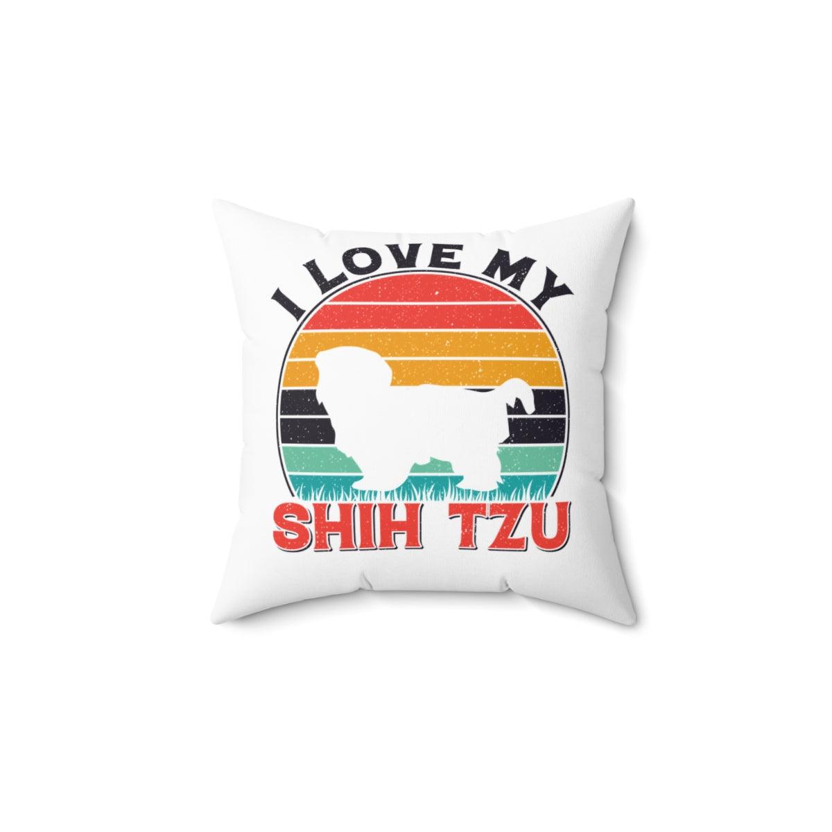 I Love My Shih Tzu With Rainbow Pillow - Shih Tzu Gifts