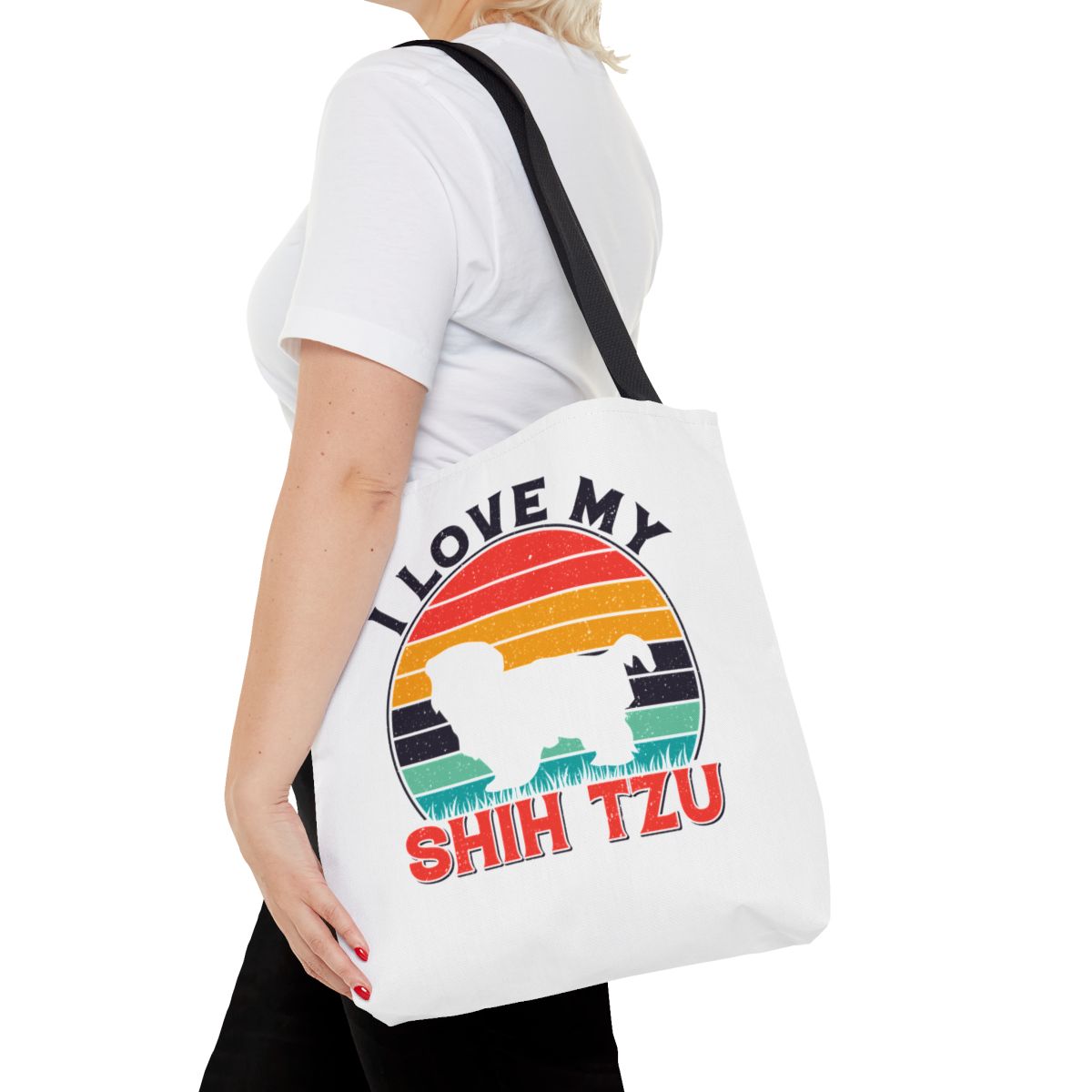 I Love My Shih Tzu With Rainbow Tote Bag